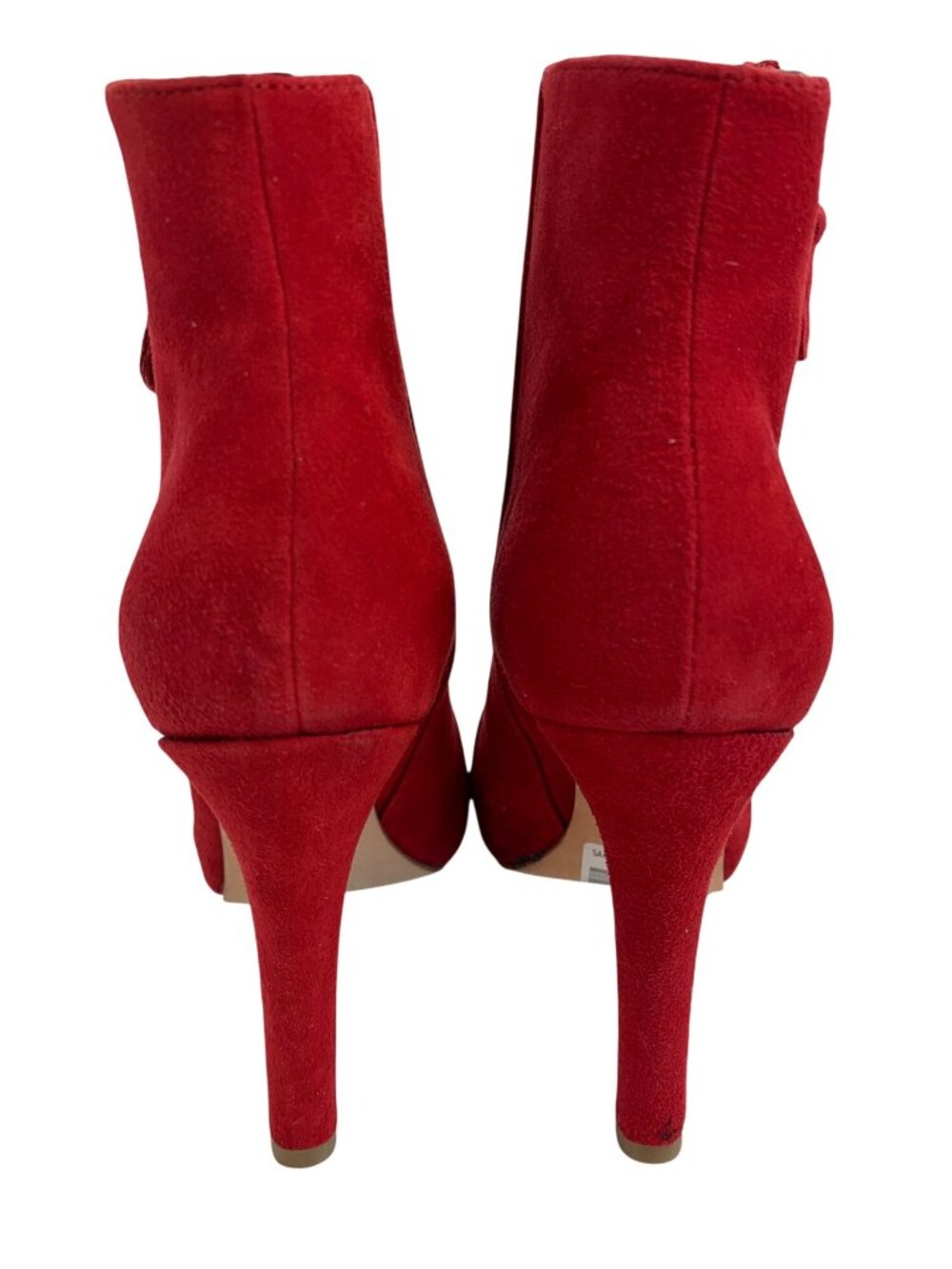 Diane Von Furstenberg Red Suede Cady High Heel Booties 7M Curve Zipper EUC $350 - Picture 7 of 11